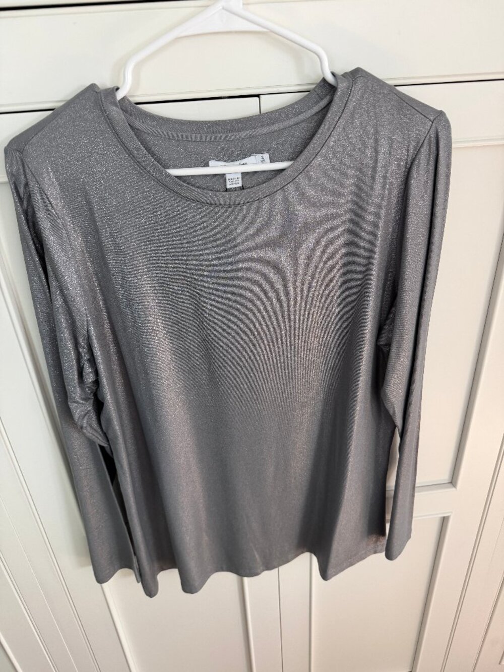 Chico's Foiled Touch of Cool Tee - Gray - Size 2